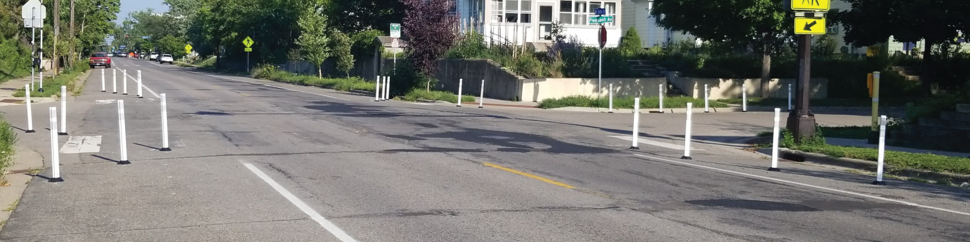 Delineator curb extension